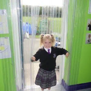 PVC Strip Door Curtains In School with Girl